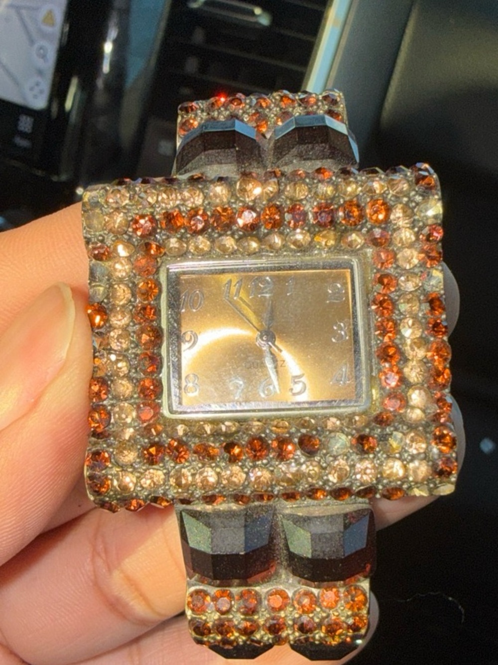 Women's Fashion Crystal Bracelet Watch - Brown and Clear